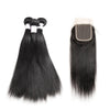 Indian Straight Hair Bundles with 4*4 Lace Closure