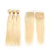 Straight 613 Human Hair Bundles with Lace Closure