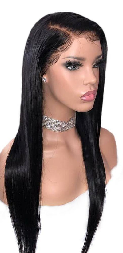 Natural Indian Straight Human Hair Wigs Plucked with Baby Hair